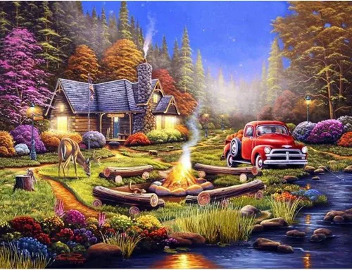 Miniatura 9 de QUITEDEW Kit de pintura de diamante de vaca con marco de madera, arte de diamantes de animales para principiantes, paquete pequeño y hermoso