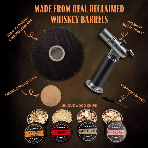 Miniatura 2 de Kit de ahumador de cóctel de whisky recuperado con antorcha, fabricado en Estados Unidos, kit de ahumador a la antigua, kit de ahumador de bourbon