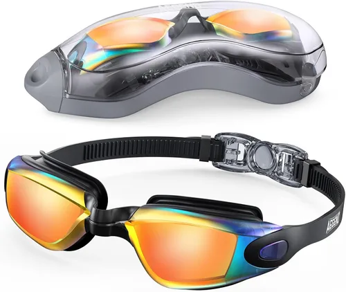 Miniatura 45 de Aegend Gafas de natación, gafas de natación sin fugas, protección completa para adultos, hombres, mujeres y jóvenes Azul y plateado.