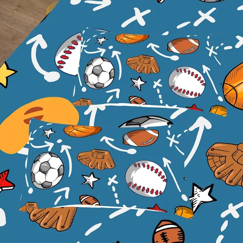 Miniatura 4 de MWMWMW Juego de edredón deportivo para niños, juego de ropa de cama para niños, juego de edredón de 3 piezas, tamaño matrimonial con 1 funda