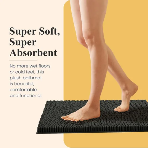 Miniatura 2 de MAYSHINE Alfombra de Baño de Chenilla Afelpada, Extra Suave, Súper Absorbente, Antideslizante, Microfibra Esponjosa, Juego de Alfombras para Suelo