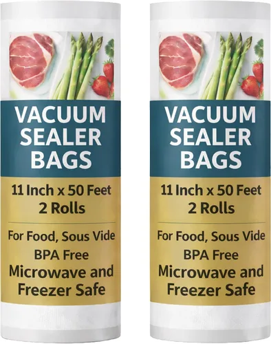 Houseables Bolsas selladoras al vacío para alimentos, bolsas de sellado al vacío, rollos ahorradores de alimentos de 11 pulgadas, 50 pies, paquete
