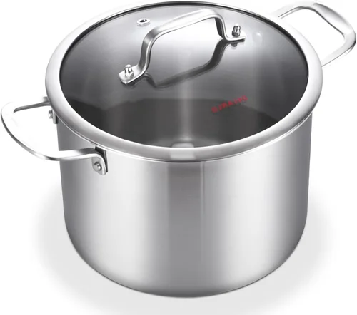 Miniatura 11 de DELARLO Olla de Acero Inoxidable Tri-Capa de 8 Cuartos, Resistente, Compatible con Todas las Estufas, Olla para Sopa de hasta 600℉ con Tapa, Olla