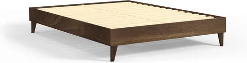 Miniatura 12 de Plataforma moderna para cama - Diseño de madera maciza - Fabricado en Estados Unidos - Fácil de armar, Madera, almendra