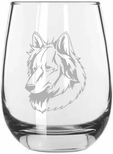 Miniatura 150 de Sakhalin Husky Dog - Copa de vino grabada personalizada de 15.25 onzas sin tallo
