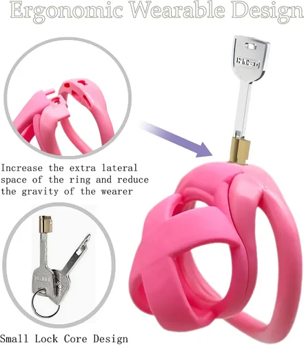 Miniatura 4 de Jaula de castidad masculina, dispositivos de jaula de castidad masculina, nueva jaula ergonómica ligera para pene de hombre, jaula de bloqueo de Rosa