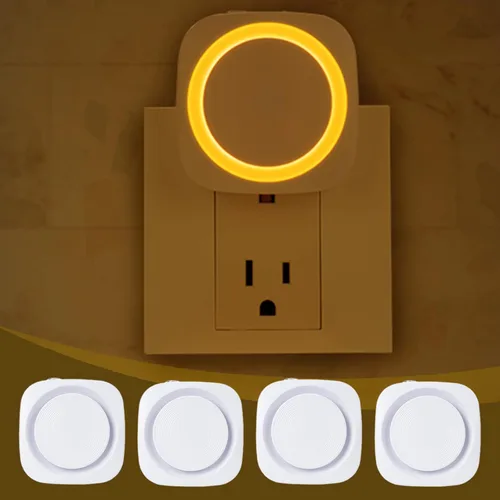 Miniatura 9 de Luces nocturnas de color blanco cálido enchufables en la pared, paquete de 4 luces nocturnas regulables con sensor automático de atardecer a