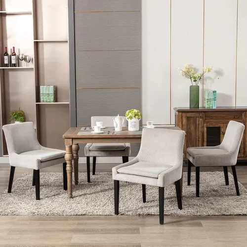 Miniatura 19 de MALOL Juego de 2 sillas de comedor tapizadas en corduroy con patas de madera, sillas de cocina laterales acolchadas de respaldo medio para comedor