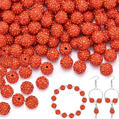 Miniatura 25 de 100 cuentas de diamantes de imitación de 0.394 pulgadas para la fabricación de joyas, 10 cuentas redondas brillantes de discoteca de Shamballa