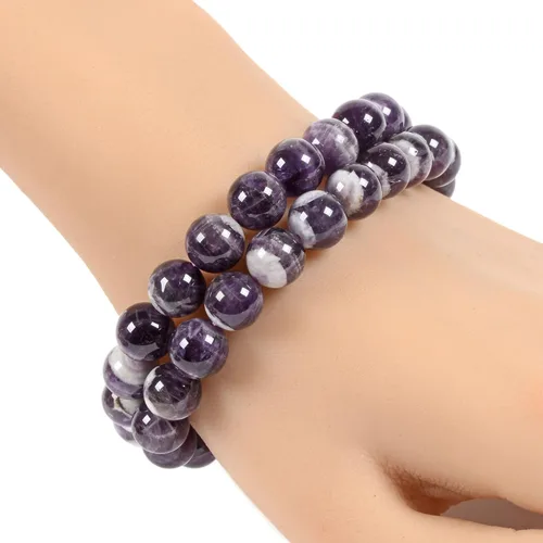 Miniatura 3 de Justinstones Pulsera elástica de cuentas redondas de 0.394 in con gemas semipreciosas, 7 pulgadas, unisex