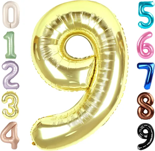 Miniatura 288 de Globos de números de 5 globos de 40 pulgadas, decoraciones de cumpleaños azules para niños y niñas, globos de números azul marino grandes