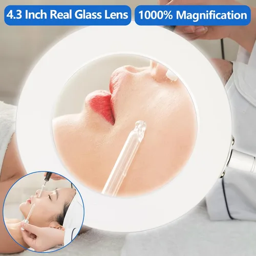 Miniatura 2 de HITTI Lupa de 10 veces con luz y abrazadera, lámpara de pie con lupa manos libres con cuello de cisne flexible, 3 colores regulable regulable