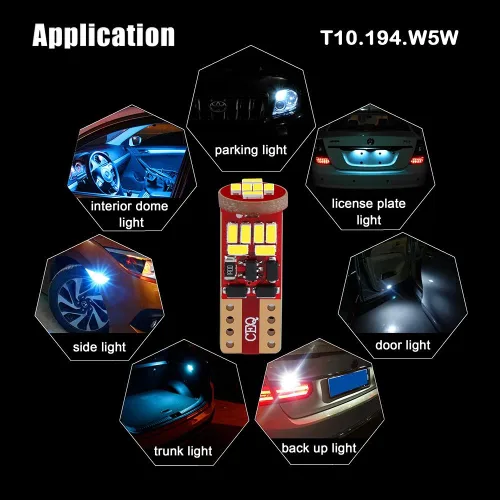 Miniatura 5 de 10 bombillas LED 194 168 W5W LL 2825 2827 175, licencia verde, mapa interior, cúpula, cortesía, luces de puerta paso 161 2821 12V Super Bright T10