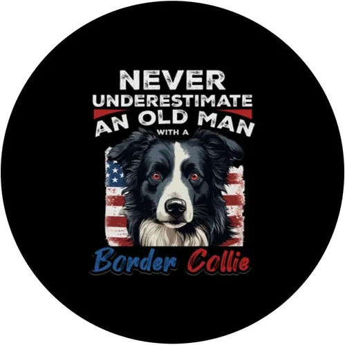 Miniatura 3 de Border Collie Dog - Never Underestimate an Old Man with a PopSockets Adhesive PopGrip