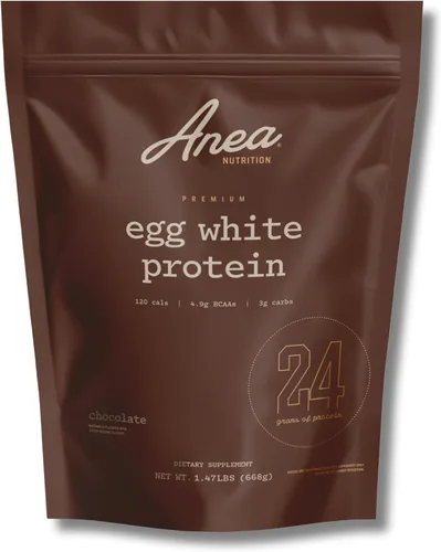 Proteína de clara de huevo de Anea - Chocolate | 0.85 oz de proteína | Sin grasa, sin colesterol | 0.17 oz de BCAA | Perfil completo de aminoácidos