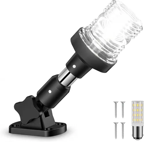 Miniatura 9 de Obcursco Luces de popa de barco, IP67 impermeable, plegable, luz LED blanca de anclaje para lanchas marinas, pontones, pesca, lubinas y Jon
