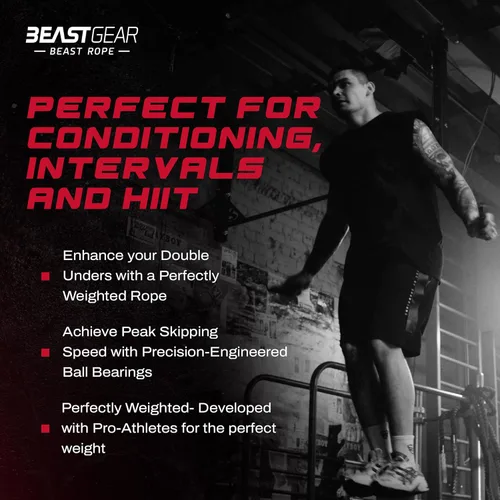 Miniatura 6 de Beast Gear Jump Rope, Jump Ropes for Fitness, Premium Aluminium Skipping Rope for Men Women - Boxing, MMA, HIIT, Strength Training & Double Unders