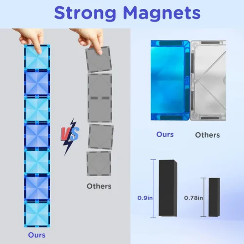 Miniatura 3 de AFUNX Azulejos magnéticos, 116 bloques de construcción magnéticos, bloques magnéticos de diamante 3D, juguetes de construcción para niños, juguetes