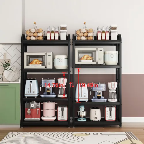 Miniatura 2 de Estante para panaderos de 4 niveles con altura ajustable, estante grande para hornear de cocina con estantes, soporte industrial para microondas