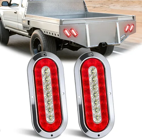 Miniatura 8 de Nilight Luz trasera ovalada de 6 pulgadas, 4 unidades, color rojo, 24 luces LED de parada de freno y giro con ojales de montaje empotrado, 4 luces