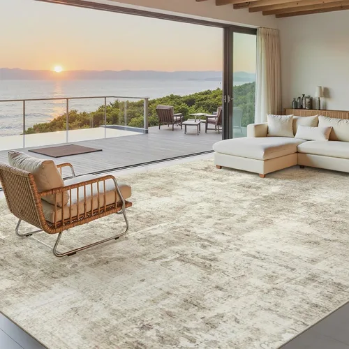 Miniatura 257 de Alfombra de pasillo Soalmost 2'6" x 10' lavable, alfombra antideslizante para cocina, baño, lavandería, alfombras vintage ultra delgadas para Beige