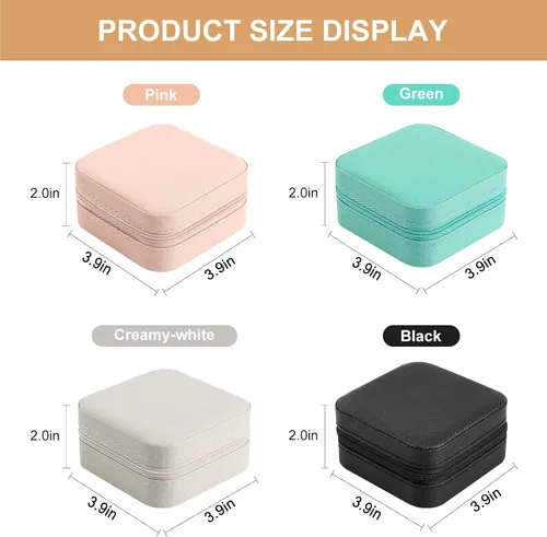 Miniatura 7 de Mini estuche de viaje de joyería, organizador de viaje de cuero para mujeres y niñas, pequeñas cajas de joyería para regalos, organizador de joyas