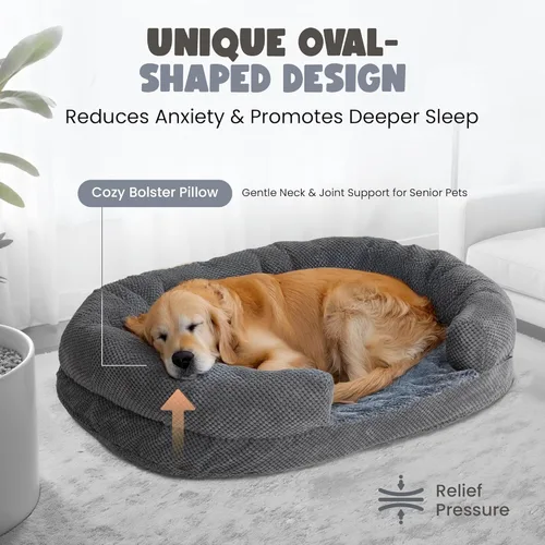 Miniatura 3 de Cama Ortopédica para Perros Grandes, Sofá de Espuma Viscoelástica con Textura de Cartón de Huevos con Lados Cómodos, Cama Sofá Suave y Grande
