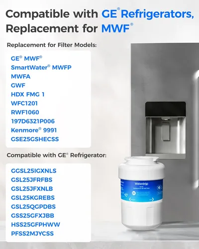 Miniatura 3 de Waterdrop WD-F13 Filtro de agua, recambio para GE® SmartWater® MWF®, MWFINT, MWFP, MWFA, GWF, HDX FMG-1, Kenmore® 9991, GSE25GSHECSS, WFC1201