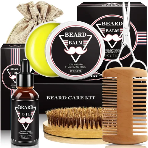 Miniatura 10 de Regalos para el día del padre, kit de barba para hombres, kit de crecimiento y aseo de barba con aceite para barba, bálsamo para barba, cepillo