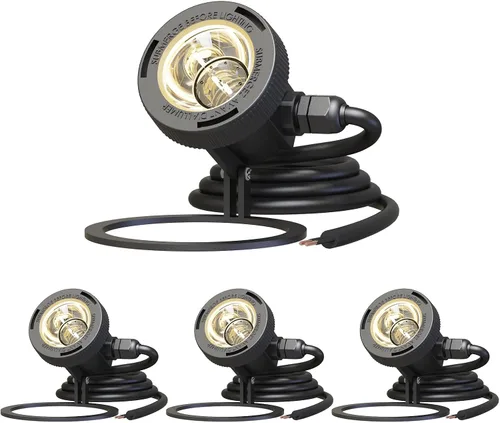 GOODSMANN Iluminación de paisaje, 4 unidades, luces LED sumergibles bajo el agua, luces de fuente al aire libre, 5.4 W, 135 lúmenes, 2900 K, blanco
