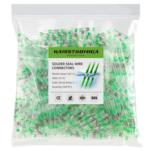 Miniatura 22 de haisstronica 100 conectores de alambre con sello de soldadura, conectores a tope resistentes al agua, termorretráctiles, terminales