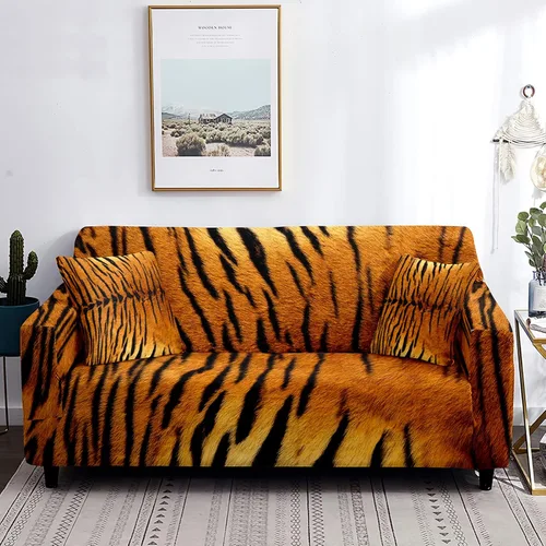 Funda de sofá estampada en 3D con diseño de rayas de tigre, funda protectora de muebles de piel de animal, funda protectora de muebles de poliéster