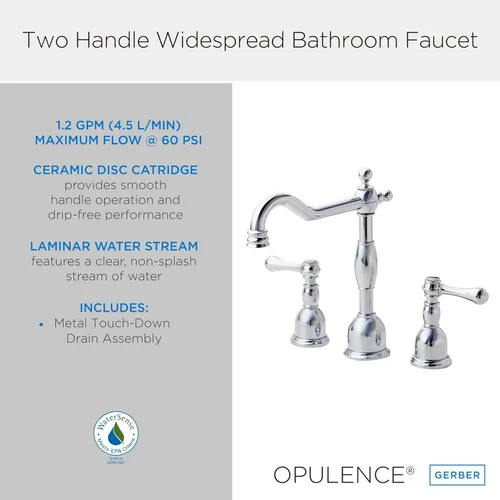 Miniatura 3 de Gerber Plumbing Opulencia Grifo de lavabo de dos manijas generalizado - Paquete de 2 cepillado níquel