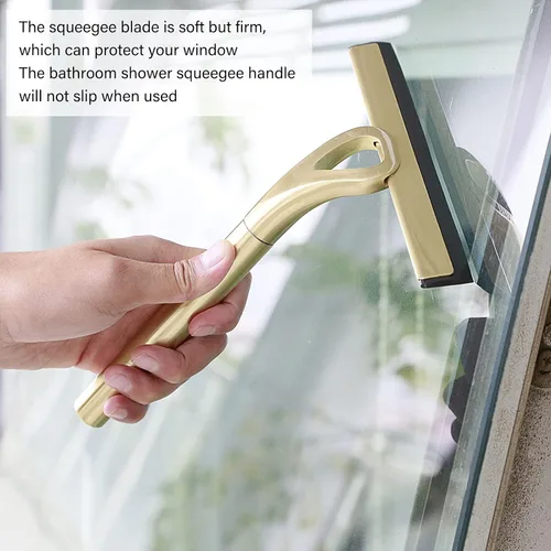 Miniatura 6 de Escobilla de ducha de acero inoxidable con gancho, escobilla de ventana multiusos de 8.9 pulgadas para puertas de vidrio de baño, espejos, paredes