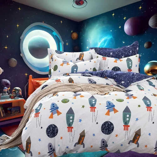 Miniatura 2 de Brandream Juego de cama para niños galaxia espacial Set de cobertor tamaño full y queen, Algodón, A, gemelo