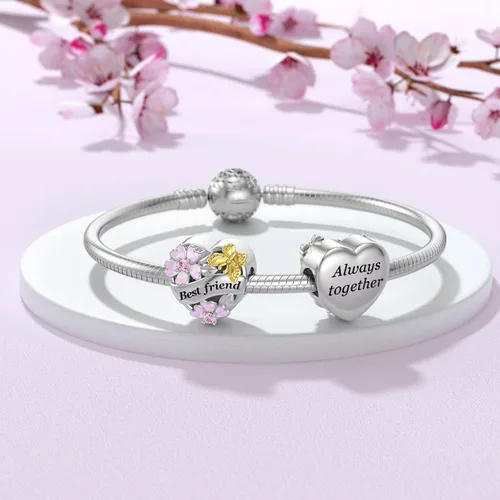 Miniatura 2 de DALARAN 925 Sterling Silver Mother Daughter Sister Wife Friend Grandma Charms Bead for Charm Bracelet Necklace