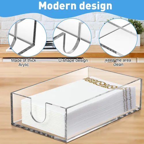 Miniatura 3 de Layhit Paquete de 4 soportes para toallas de papel acrílico, dispensador de servilletas de baño, servilletas de baño, soporte desechable