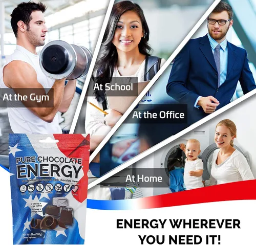 Miniatura 4 de Masticables energéticos de chocolate puro, con cafeína, chocolate negro (30 unidades)