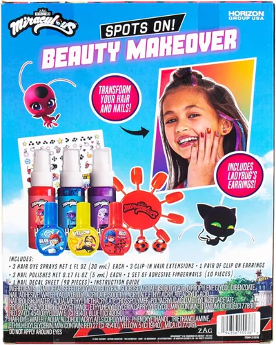 Miniatura 7 de Miraculous Spots On Beauty Makeover Estudio de belleza para niños, crea tu propio kit de arte y manicura para el cabello, ideal para fiestas
