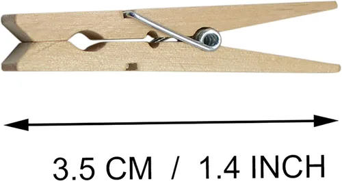 Miniatura 8 de Alfileres de madera para ropa, 100 piezas de color madera de 1.3 pulgadas (1.4 in) pequeños clips de madera con cordel de yute de 33 pies para clips