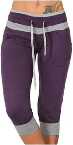Miniatura 163 de Pantalones capri para mujer, estilo casual, de verano, elásticos, de cintura alta, pantalones de yoga, ajuste atlético, pantalones deportivos