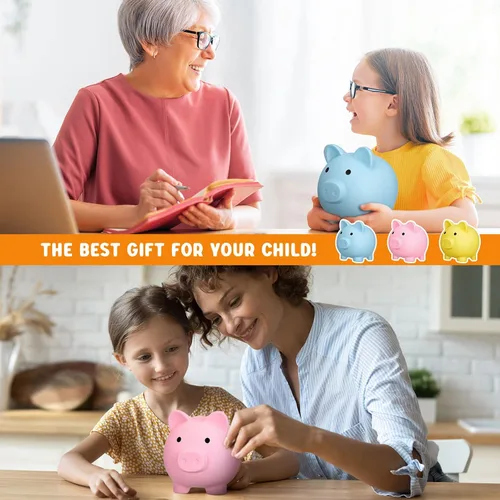 Miniatura 6 de Gerrii 9 hucha de plástico a granel para niños, caja de dinero de cerdo grande, irrompible, caja de ahorro para adultos, niñas, niños, Pascua