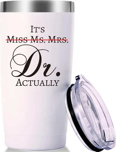 AMZUShome Vaso de viaje con texto en inglés "It's Miss Ms Mrs Dr Really Mug.Doctor, Doctor Retirement, Medical School Graduations", Blanco