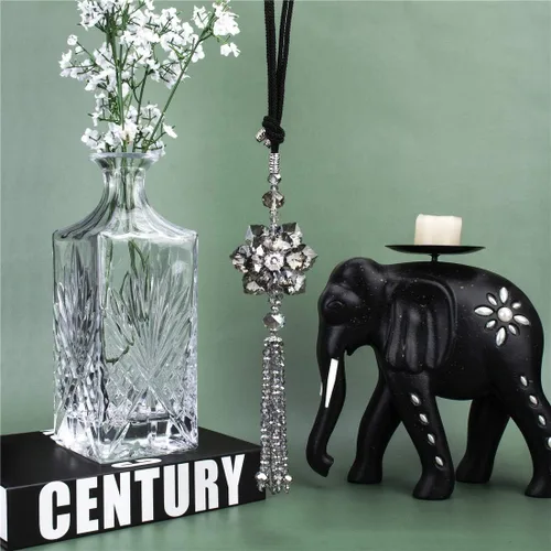 Miniatura 7 de H&D HYALINE & DORA Colgante de cristal de hoja de arce de 11.8 pulgadas para espejo retrovisor colgante de la suerte, accesorios de decoración