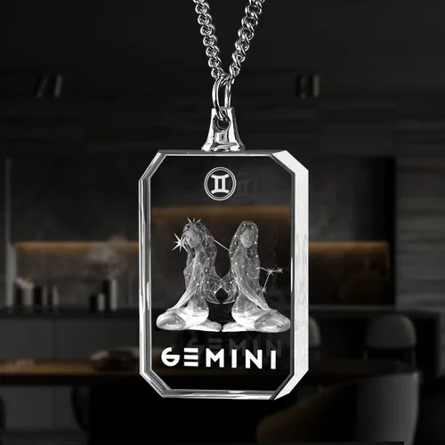 Miniatura 6 de ArtPix 3D Collar de cristal con signo del zodiaco, regalos de collares grabados con láser 3D, accesorios de collares de símbolo del zodiaco, regalos