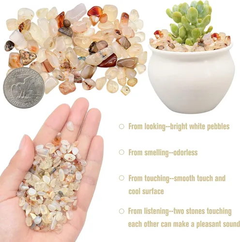 Miniatura 4 de Halatool Guijarros de cristal de 1 libra, 0.27 a 0.79 pulgadas, guijarros naturales para paisajismo, grava para acuario, piedra pulida decorativa