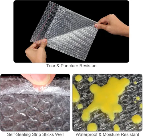 Miniatura 4 de 100 bolsas de burbujas transparentes de 7 x 8-1/4 pulgadas, bolsas de burbujas autoadhesivas de doble pared para embalaje, mudanza, envío, correo