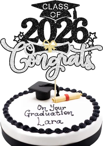 Miniatura 22 de 1 pieza de decoración de pastel de graduación 2023 con purpurina de felicitaciones 2023 para pastel de graduación 2023 temática de graduación