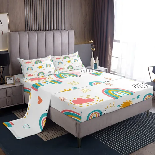 Miniatura 31 de Erosebridal Juego de sábanas de fresa, tamaño individual, diseño de fresa rosa para niñas y niños, sábana bajera ajustable de frutas tropicales