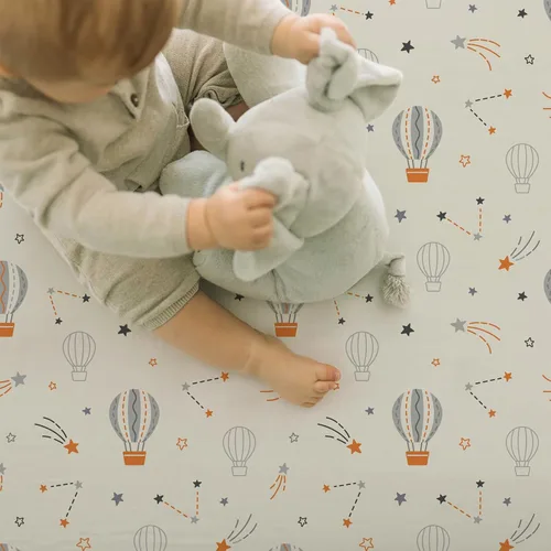 Miniatura 4 de Juego de sábanas ajustadas para moisés Brolex, 2 unidades, sábanas para cuna para reposapiés/colchón, unisex para niños y niñas, ultra suave, Globo
